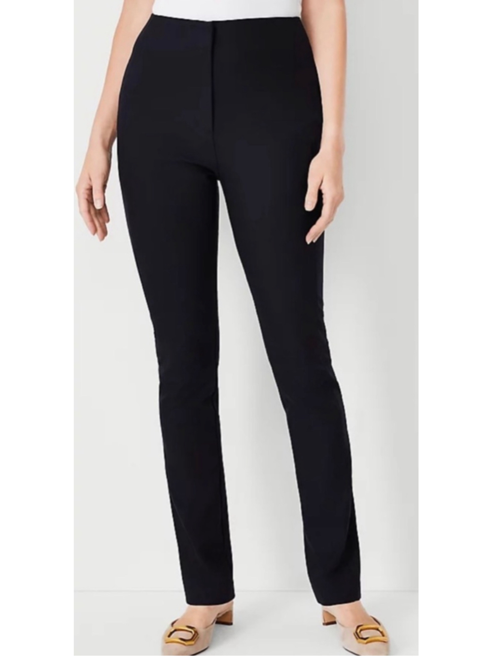 Ann Taylor Audrey Slim Leg Pant High Rise Trousers Black Women's Size 10 Classic